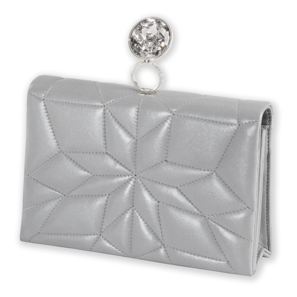 Daniel Swarovski Ltd Edtn "Jet Set" Vintage Evening Clutch-Silver Lambskin